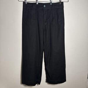 Maeve by Anthropologie The Colette Wide Leg Pants Black Women's Size 32 Linen